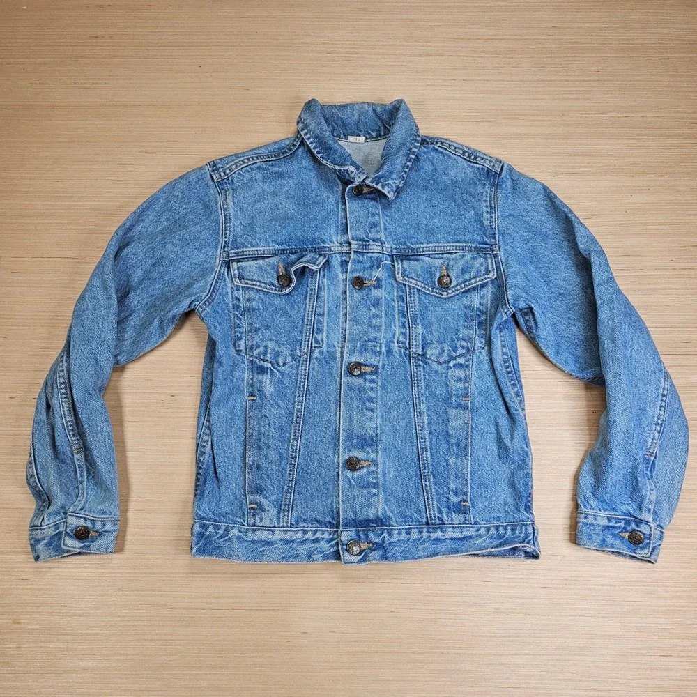 Vintage Unbranded Denim Jacket Kids XL Blue Trucker Eye Patch Logo